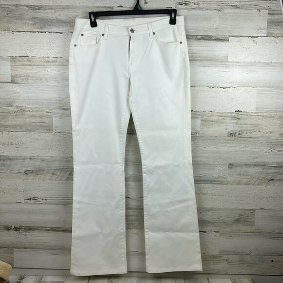 7 For All Mankind Women’s 32 White Cotton Blend Wide Leg Denim Jeans NEW - Picture 1 of 8